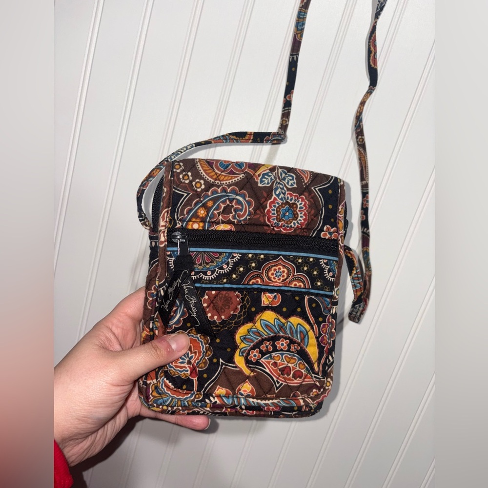 Vintage Vera Bradley Small Quilted Paisley Crossbody Bag - Black Multi